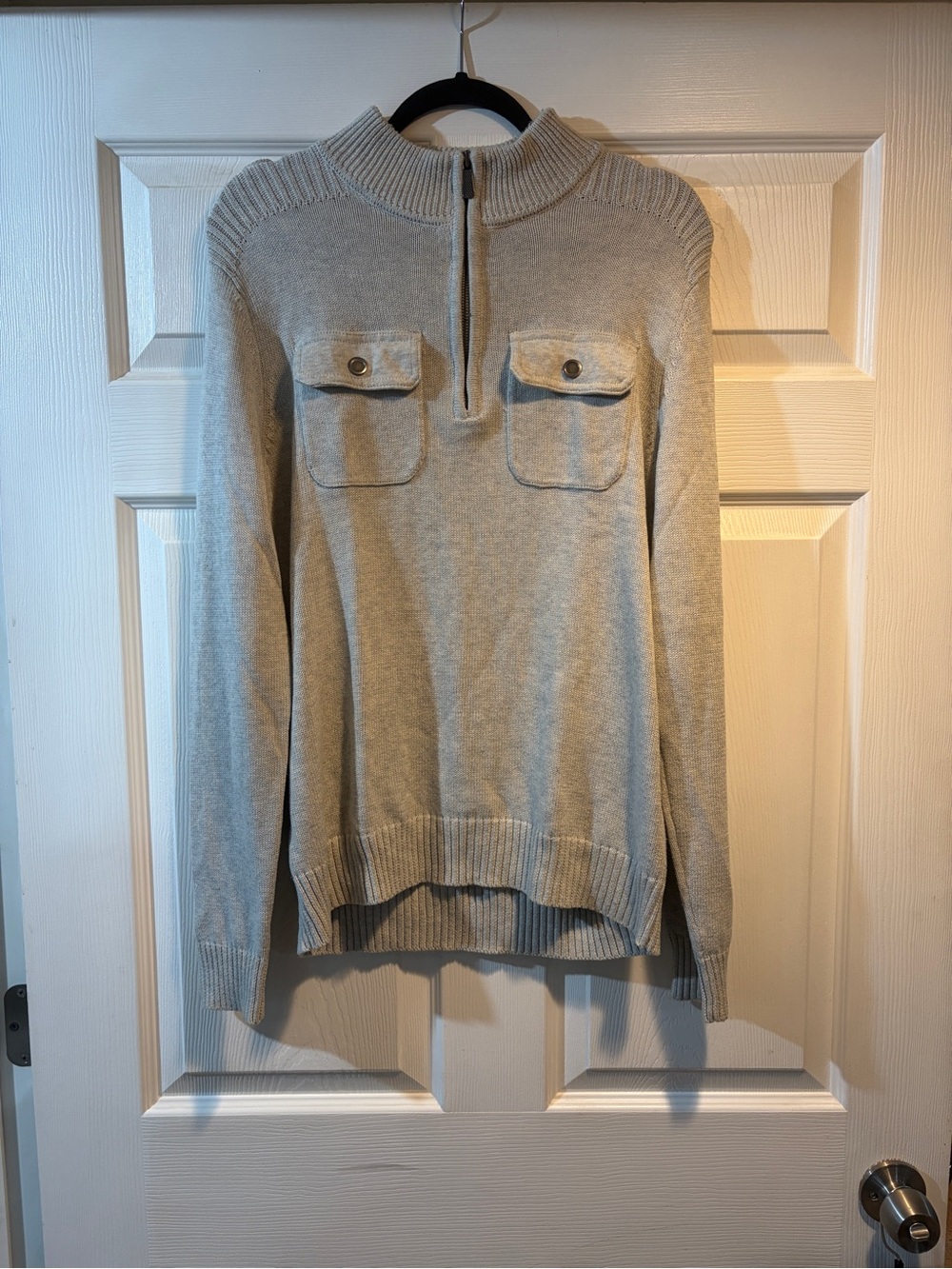 Apt. 9 Light Gray Half-Zip Pocket Turtleneck Sweater